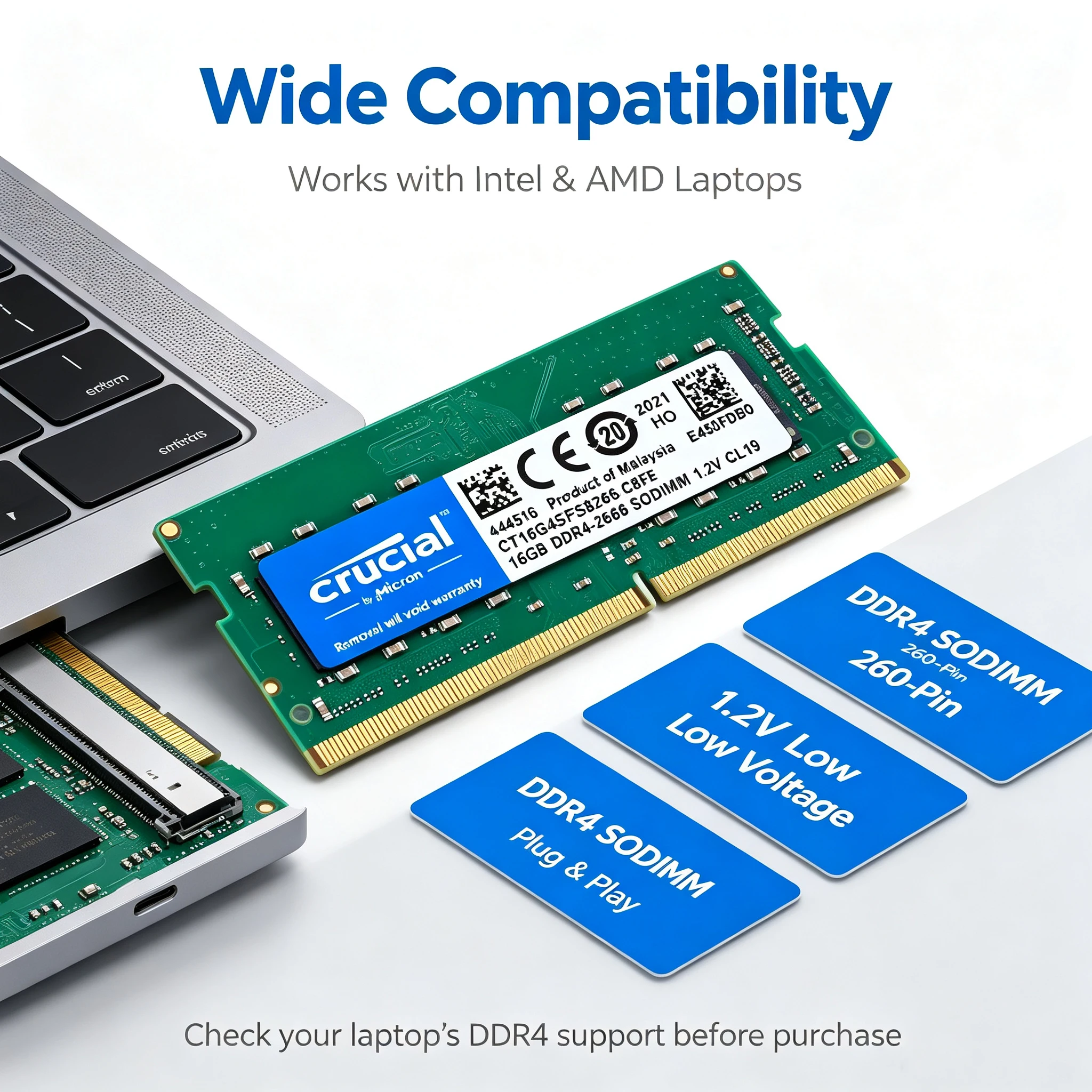 แรมสำหรับแล็ปท็อป Crucial DDR4 - Ddr4 3200Mhz บทวิจารณ์และราคา