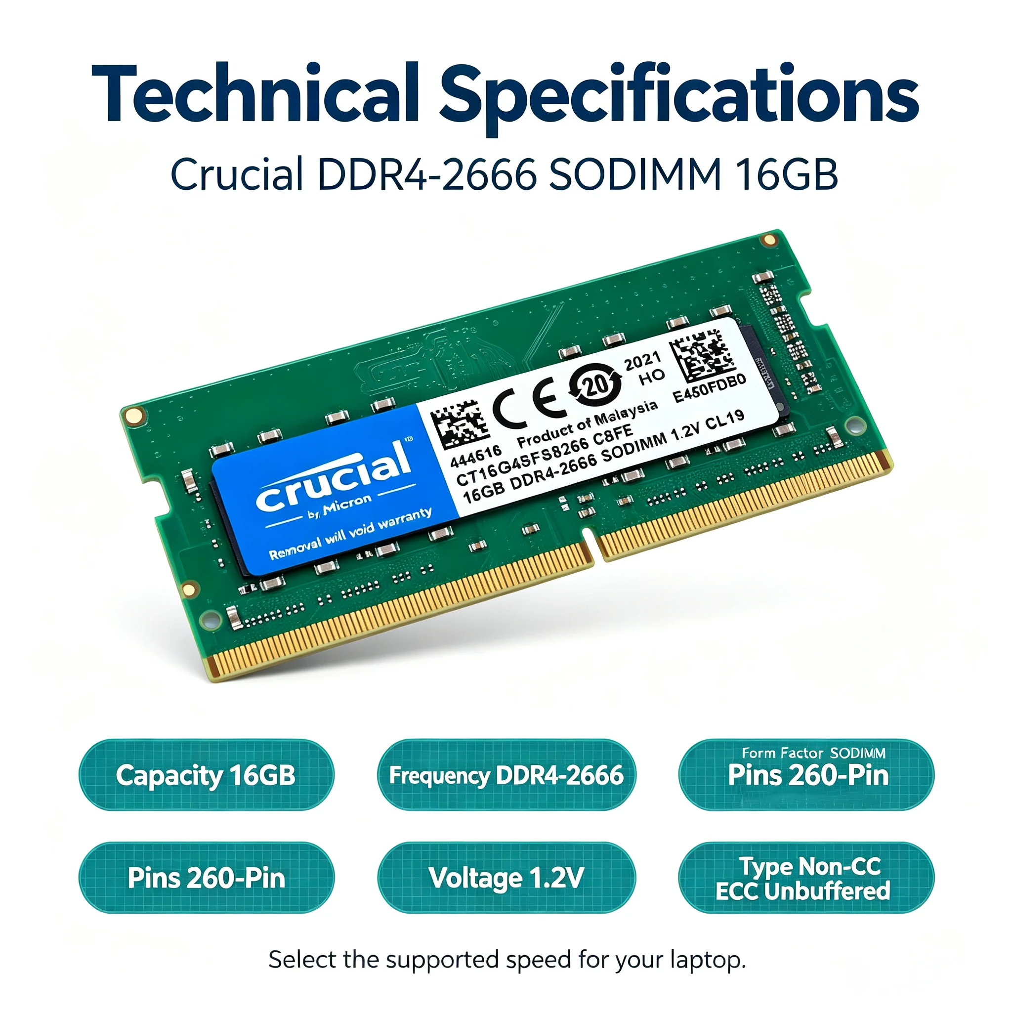 แรมสำหรับแล็ปท็อป Crucial DDR4 - Ddr4 3200Mhz บทวิจารณ์และราคา