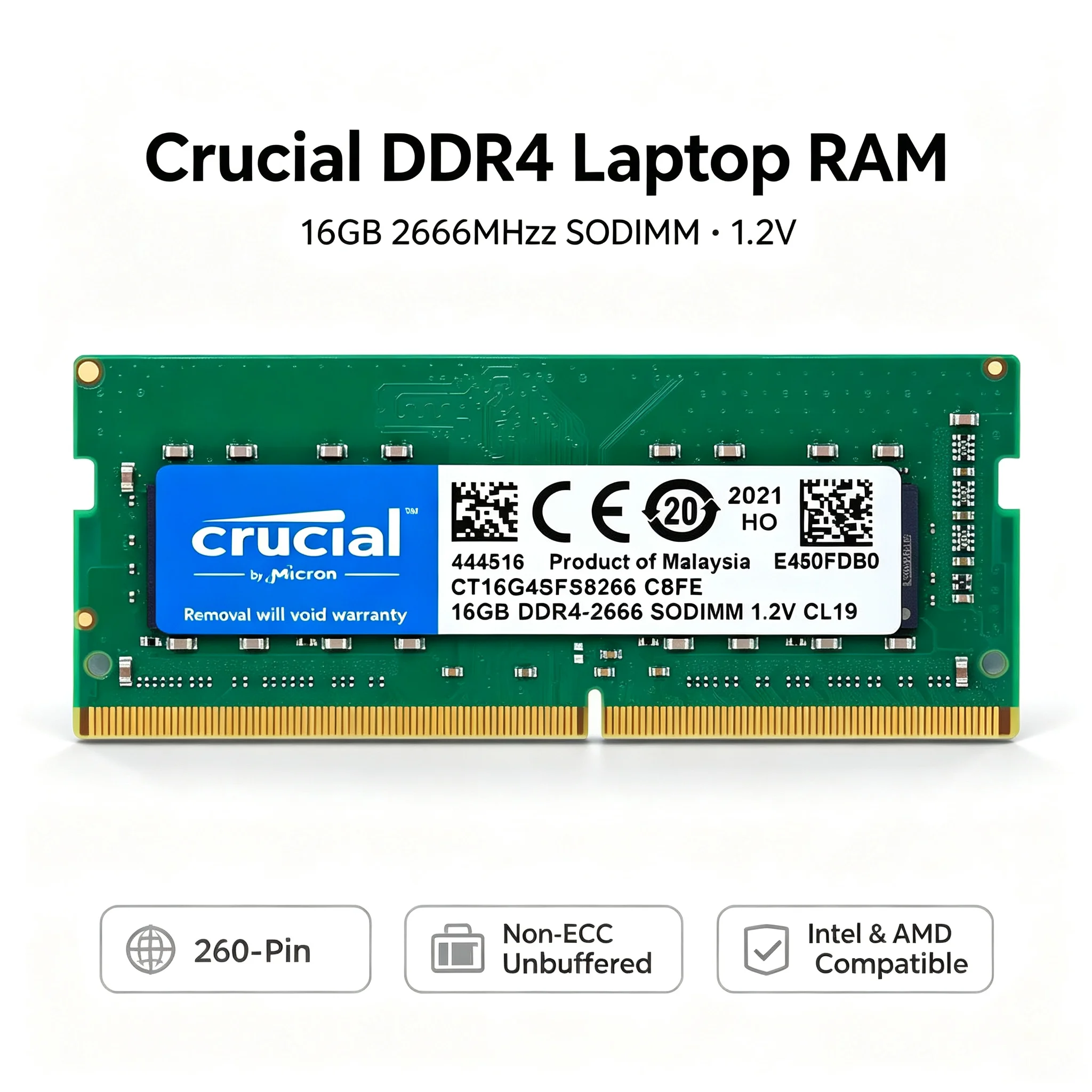 Crucial แรมสำหรับแล็ปท็อป DDR4 - Ddr4 3200Mhz บทวิจารณ์และราคา